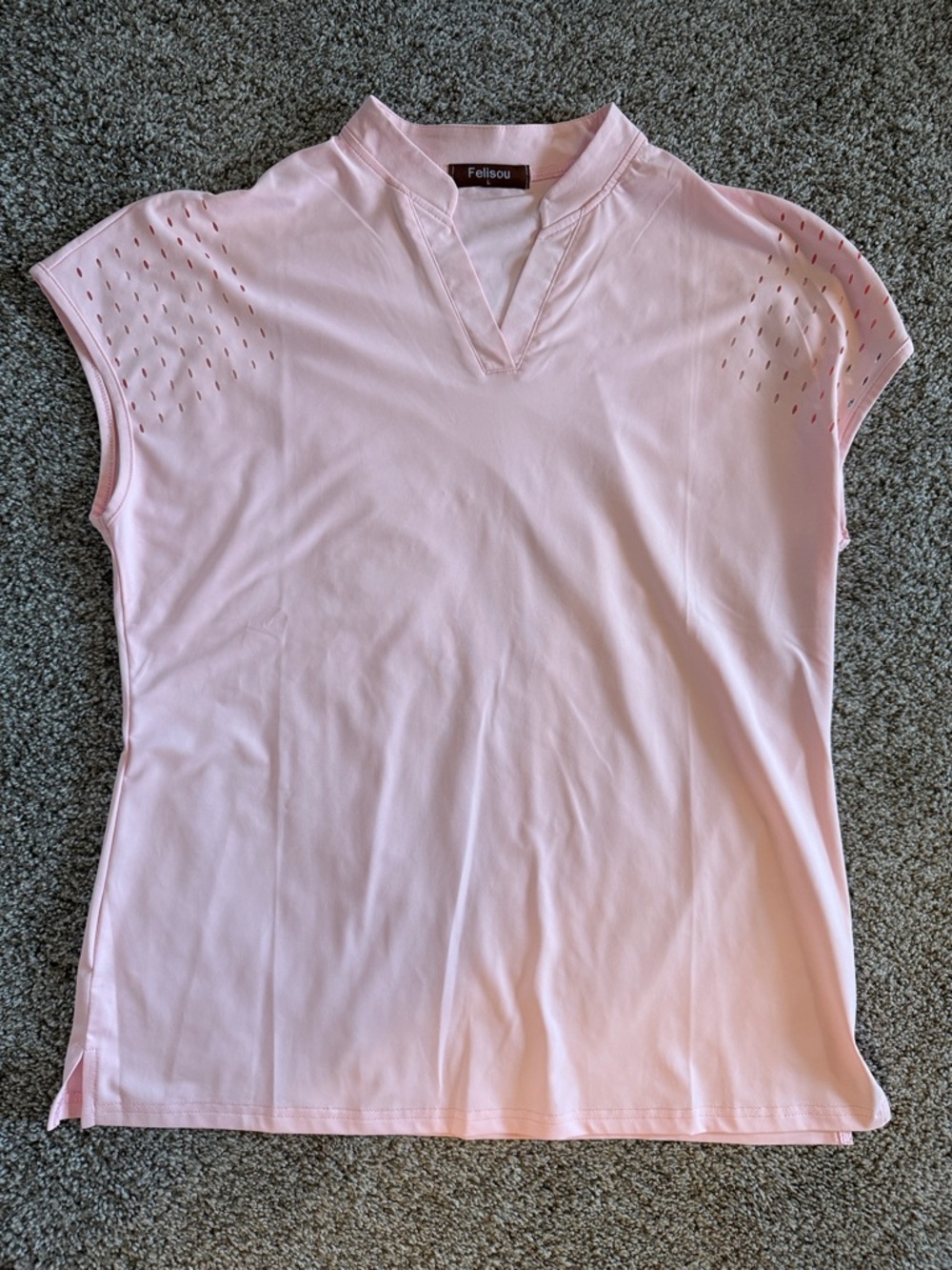 Lisou Pale Pink Short Sleeve V-Neck Tank Top